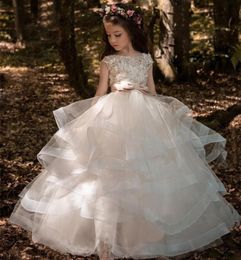 Arabic 2019 Floral Lace Flower Girl Dresses Ball Gowns Child Pageant Dresses Long Train Beautiful Little Kids FlowerGirl Dress For4472158