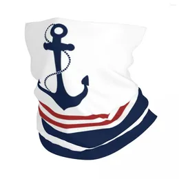 Bandanas Nautical Navy Blue Anchor With Stripes Bandana Winter Neck Warmer Wrap Face Scarf For Hiking Sailing Sailor Gaiter Headband