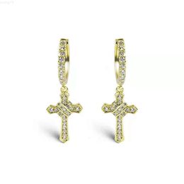 Fashion Jewelry Earrings Real S925 Silver 9k 10k 14k 18k Gold Moissanite Lab Natural Diamond Hip Hop Cross Drop Earrings