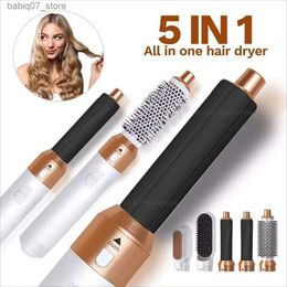 Hair Dryers 5-in-1 hair dryer beauty care hot comb set professional high-speed curling iron straightener styling tool Q240306