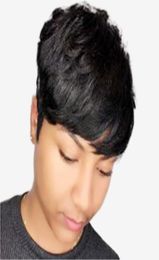 Short Pixie Cut Straight Brazilian Remy Human Hair Wigs For Black Women Glueless Full None lace front Machine Made Wig3251963