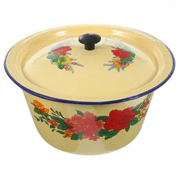 Dinnerware Sets Kitchen Hand-washing Bowl Salad Storage Basin Retro Cold For Fridge Bowls Enamels Pot Chinese Style Vintage