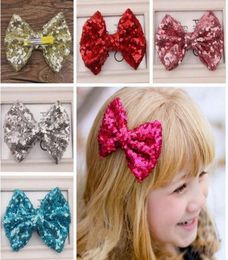 Baby barrettes new Europe and cute girls children sequins hairpin large bow hair Jewellery 11 colors3350339