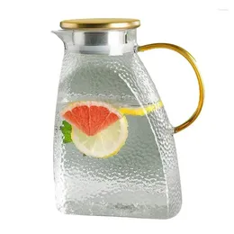 Water Bottles Glass Pitcher 50oz With Lid Spout Tea Bottle Heat Resistant Borosilicate Jug Juice Milk Beverages Pot