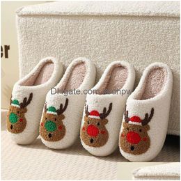 Clothing Accessories For Plush Stuff Winter Christmas Deer Cotton Slippers Home Couples Indoor Warm Drop Delivery Toys Gifts Stuff Otri0