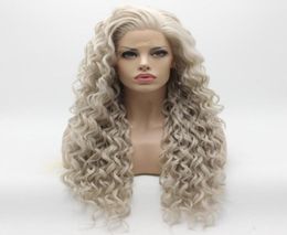 Iwona Hair Curly Long Grey Wig 1845031001 Half Hand Tied Heat Resistant Synthetic Lace Front Wig9220950