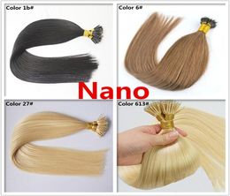 Grade 10ADouble Drawn Thickness 100 Human Remy Hair Nano Ring hair extension 05g per strand200s per Lot DHL3360136