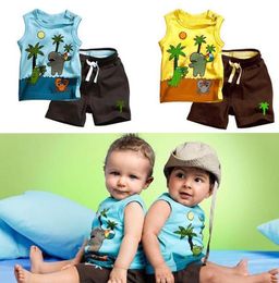 toddlers boys outfits clothes set coconut tree pattern sleeveless topspants 03y drop7581715