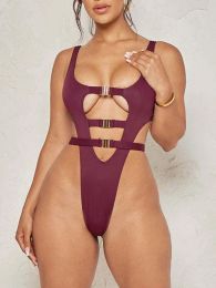 Swimwear 2024 Sexy Extreme String High Cut Female Swimwear One Piece Swimsuit Women Thong Monokini Bather Hollow Out Bathing Suit Swim