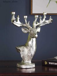 Decorative Objects Figurines Resin Handicraft Ornaments Simulation Animal Deer Milu Deer Candlestick Elk Candle Holder Pendant Home Decoration Accessories
