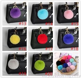 Newest Rabbit Fur Ball Plush Fuzzy Fur Key Chain POM POM Keychain Car Bag Keychain Key Ring Pendant Jewelry Party Gift 20pcs2847132