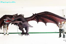 Flying Inflatable Black Dragon 4m Hanging Museum Advertising Inflatable Dinosaur Model Balloon with Wings Hung for Party Decoratio5854539