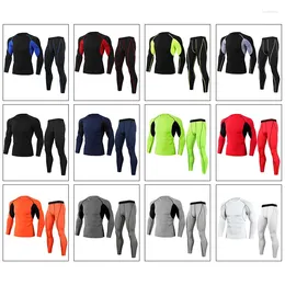 Men's Tracksuits Sell Quick Drying Compression Set High Elastic Tight Trousers Long Sleeves Gym Training Mens Clothing