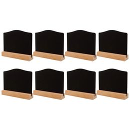 8Pcs Erasable Desktop Chalk Board Chalkboard Tags Small Wooden Black Sign Chalkboards Message Display Price Tag 240227