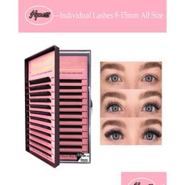 False Eyelashes Ness Eyelash Extension 3D Individual Lashes All Sizes 815Mm Mixed Length In One Tray Natural Colour Non Stiky1879009 Dhky5