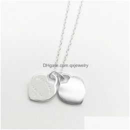 Pendant Necklaces New Original Blue Gift Box 925 Sier Classic Love Pendant Necklace Double Hearts Women039S Fashion Jewellery Designer 1 Dhoy0