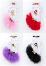 2t Clothing for Girls 3pcs 1st Birthday Baby Romper Top Tutu Skirt Dresses and Headband Outfits Sets fit 024 Months280i8155192