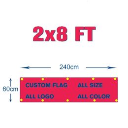 Custom Flag 2x8 Flying Banner Printing Any Size in 100D Polyester Fabric with Copper Grommets 240301