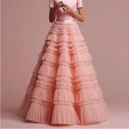 skirt New chic Tiered Beaded Tulle Skirt Fashion Puffy Ruffles Cake Layers Long Skirts Womens Maxi Saias Jupe Skirt Prom Party Gowns