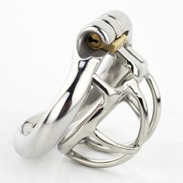 Super Small Male Chastity Cage Stainless Steel Chastity Belt Penis Lock with 5 size Arc Base Ring Cock Ring Sex Toys for man