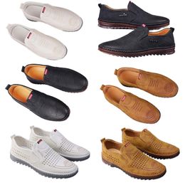 Casual shoes for men's spring new trend versatile online shoes for men's anti slip soft sole breathable leather shoes Brown white black good 44