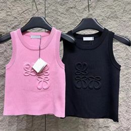 Summer fashion tank top women female knitted designer vest sexy embroidery inlaid diamond vest ventilation woven top
