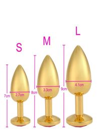 YUELV Gold Metal Anal Toys Butt Plug Stainless Steel Diamond Anal Plug Plated Anus Insert Stopper Adult Sex Toys For Women Men2335593