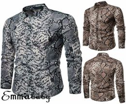 Sexy Snake Pattern Print Slim Fit Shirt Men 2020 Brand New Long Sleeve Men Dress Shirts Hip Hop Streetwear Casual Shirt Camisa1620558