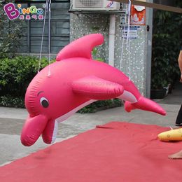 wholesale 5mL (16.5ft) Quality PVC Inflatable Cartoon Animal Dolphin Models Inflation Ocean Theme Decoration For Event Party With Air Blower Toys Sports Factory