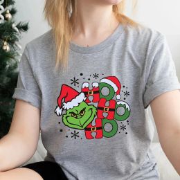 T-Shirts 2023 New Years Merry Christmas Festival Womens T Shirts Cotton O Neck Graphic Tee Green Red Colour Tshirt Unisex Tops