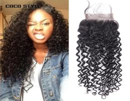 Kinky Curly Peruvian Hair Weaves Lace Closure 4x4 Part 100 Remy Human Hair Closure 820 inch 2313356