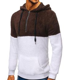 Winter Hooded Sherpa Pullover Men Fluffy Loose Big Size Hoodies Warm Sports Wear 14 Zipper Pullover Teddy Fleece Sweatshirt8641328