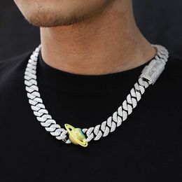 Special Design Hip Hop Cuban Chain 16mm Width Vvs Moissanite Chain Link Chain 925 Sterling Silver Planet Rapper Necklace