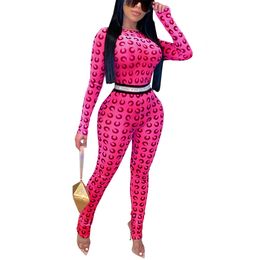 Designer women's clothing New Fashionable Nightclub Mesh Perspective jumpsuit Step pants Leisure sports Ladies suits Clothes Sexy Moon Print TopHJR7