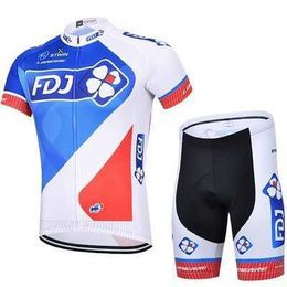 Men's T-shirts New Clover Fdj Cycling Suit Mountain Road Bike Team Summer Short Sleeve Strap Mens and Womens Suit