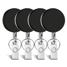 Keychains 4 Pieces Retractable Badge Holder ID Heavy Duty Reel With Keychain Ring Clip For Key Card3345