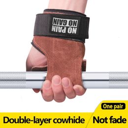 Cowhide Gym Gloves Grips AntiSkid Weight Power Belt Lifting Pads Deadlift Workout Crossfit Fitness Palm Protection 240227