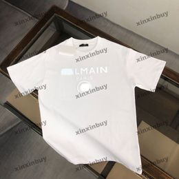 xinxinbuy Men designer Tee t shirt 2024 paris letter printing short sleeve cotton women Grey black Orange green apricot XS-XL