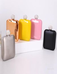 Stainless Steel Hip Flask With Diamond Lid Ladies Outdoor Portable Square Hip Flask Mini Pocket Flask 5 Colours T2I517848913082