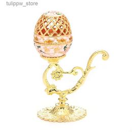 Decorative Objects Figurines Easter Eggs Painted Metal Crafts Home Decoration Handicraft FabergeL240306