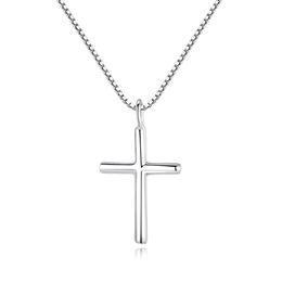 New Cross Pendant Necklace S925 Sterling Silver Box Chain Couple Necklace Europe American Fashion Women Collar Chain Wedding Party Jewellery Valentine's Day Gift SPC