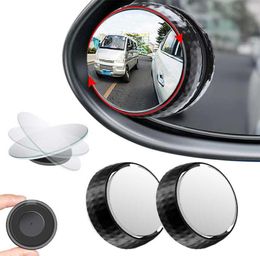 Car Blind Spot Mirror Round HD Glass with Framed Convex Rear View Mirror with Wide Angle Adjustable Sucker for Cars SUV Truck2131517