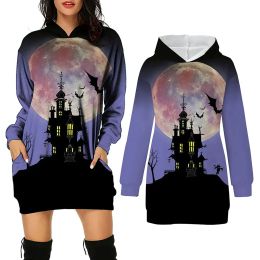 Pullovers Women's Hooded Pullover Halloween Printed Long Loose Fitting Womens Petite Fleece X Large Shirt Tunic Length Hoodies Women