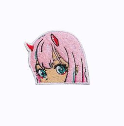 Cartoon Pink Hair Girl Sewing Notions Embroidery Anime Patches Iron On For Clothing Shirts Hats Custom Patch4575013
