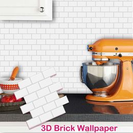 5 Sheets Wall Tile Sticker White Self Adhesive Tiles Waterproof Vinyl Wallpaper Backsplash For Kitchen Living Room Bathroom 240304