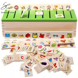 Montessori Early Educational Puzzles Toys Children Intelligence Learning Puzzle Wooden Creature 3D Kids Sorting Math 240306