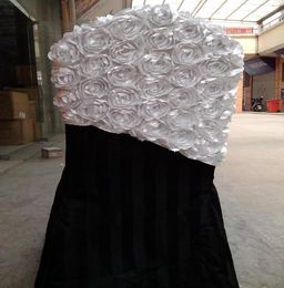 Threedimensional 100 Polyester white rosette 2 sides chair hoodrosette chair cap 10pcs a lot 2170559
