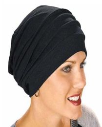 New Elastic Cotton Wrap Head Turban Hat Plain Color Women Warm Winter Hijab Bonnet Headscarf Inner Cap For Female Muslims 4580569