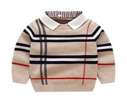 Kids fashion plaid knit Cotton Pullover sweater 6 colors Christmas children printed designer sweaters Jumper wool blends boys girl5589328