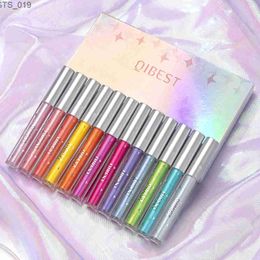 Makeup Tools QIBEST 12 Colours Glitter Liquid Eyeshadow Waterproof Metallic Pearly Eye Shadow Set Eye Pigment Korean Makeup For Women Cosmetic